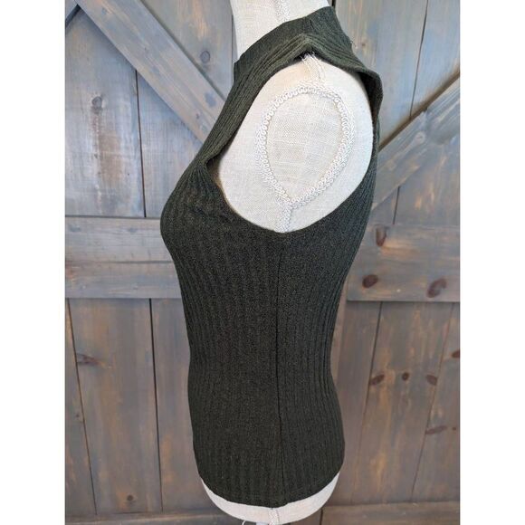 Cotton On Sweater Tank Top Women's Medium Hunter Green Mock Neck Ribbed light - Picture 2 of 7